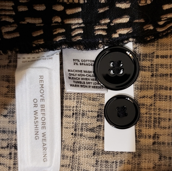 NEW LOFT Marisa Modern  Black Cream Abstract Cropped Pants Stretch Ankle Summer - Picture 12 of 14